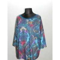 Bluzka Oversize z hinduskim wzorem - odcienie niebieskiego